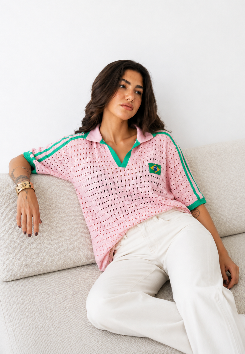 Camisa Polo Tricot Rosa